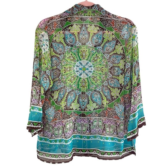 KIM ROGERS Signaure Bohemian Print 3/4-Sleeve Chiffon Button-Up Blouse, 1X - Picture 4 of 6